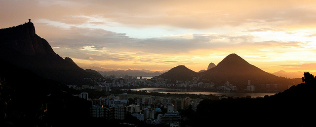 the view from the peak of Rocinha at sunset